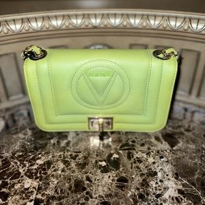 Valentino Neon Beatriz Signature Leather Crossbody Bag with Gold hardware.